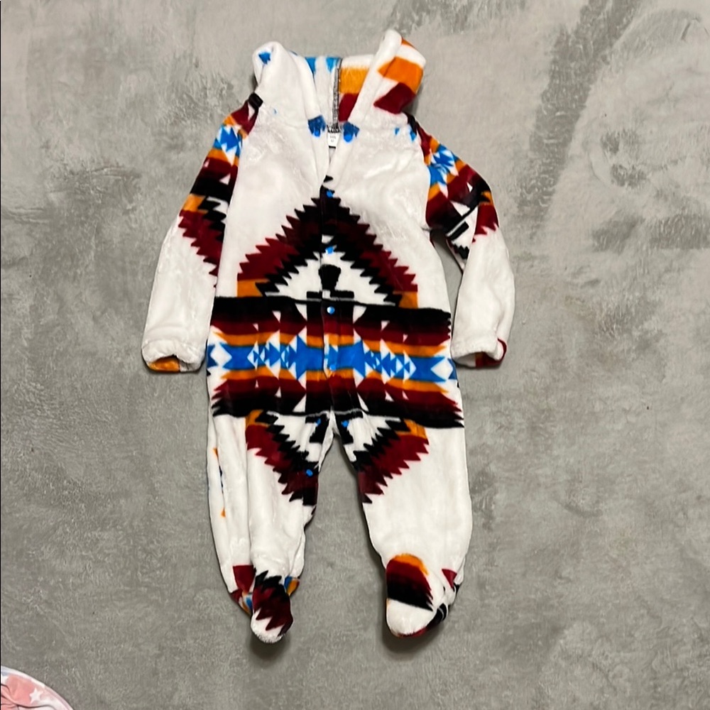 Cozy Geometric Patterned Kids One Piece